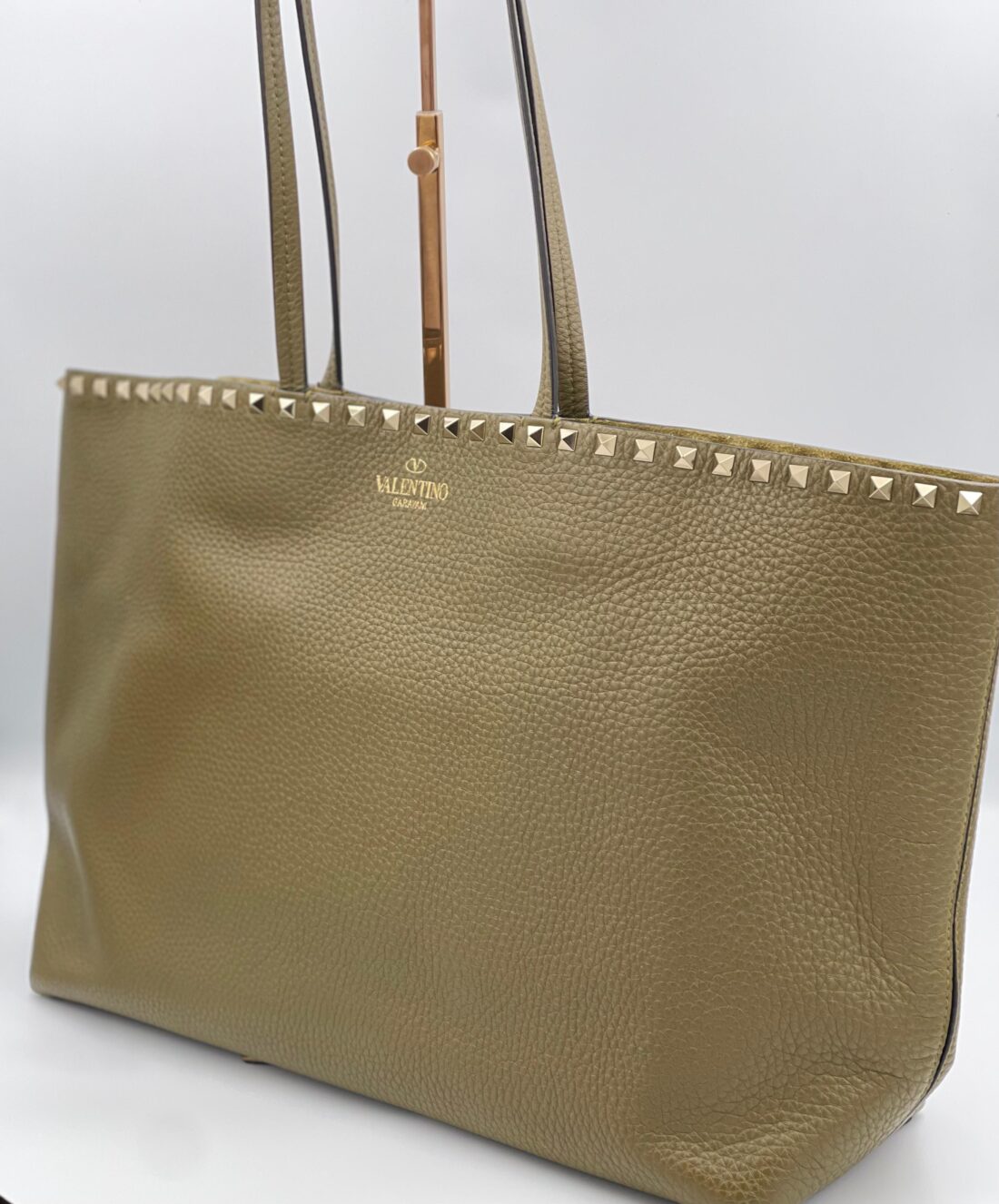 Valentino - Rock Studs Leather Tote bag Green - Image 5