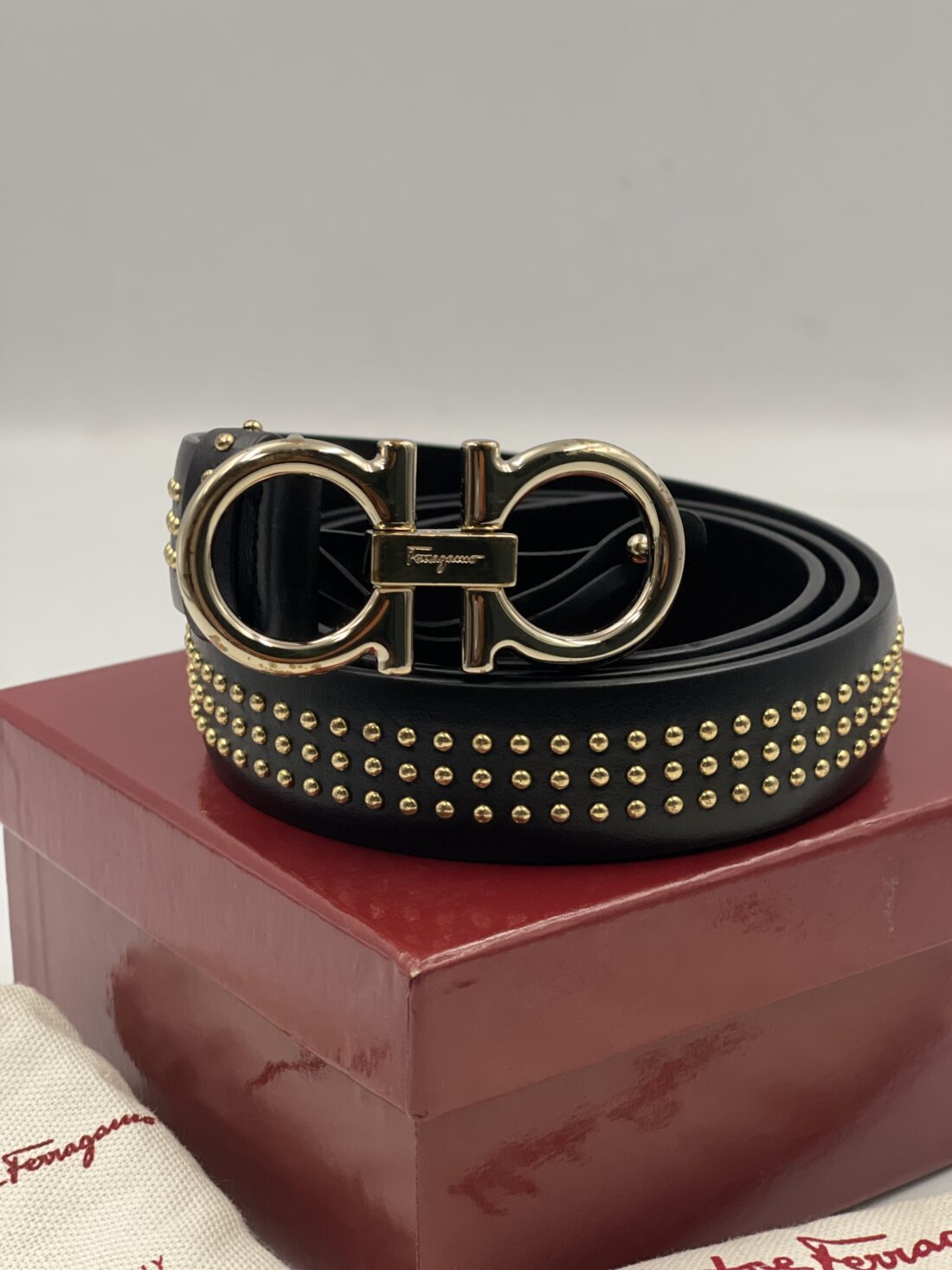 Ferragamo - Gancini Studded belt