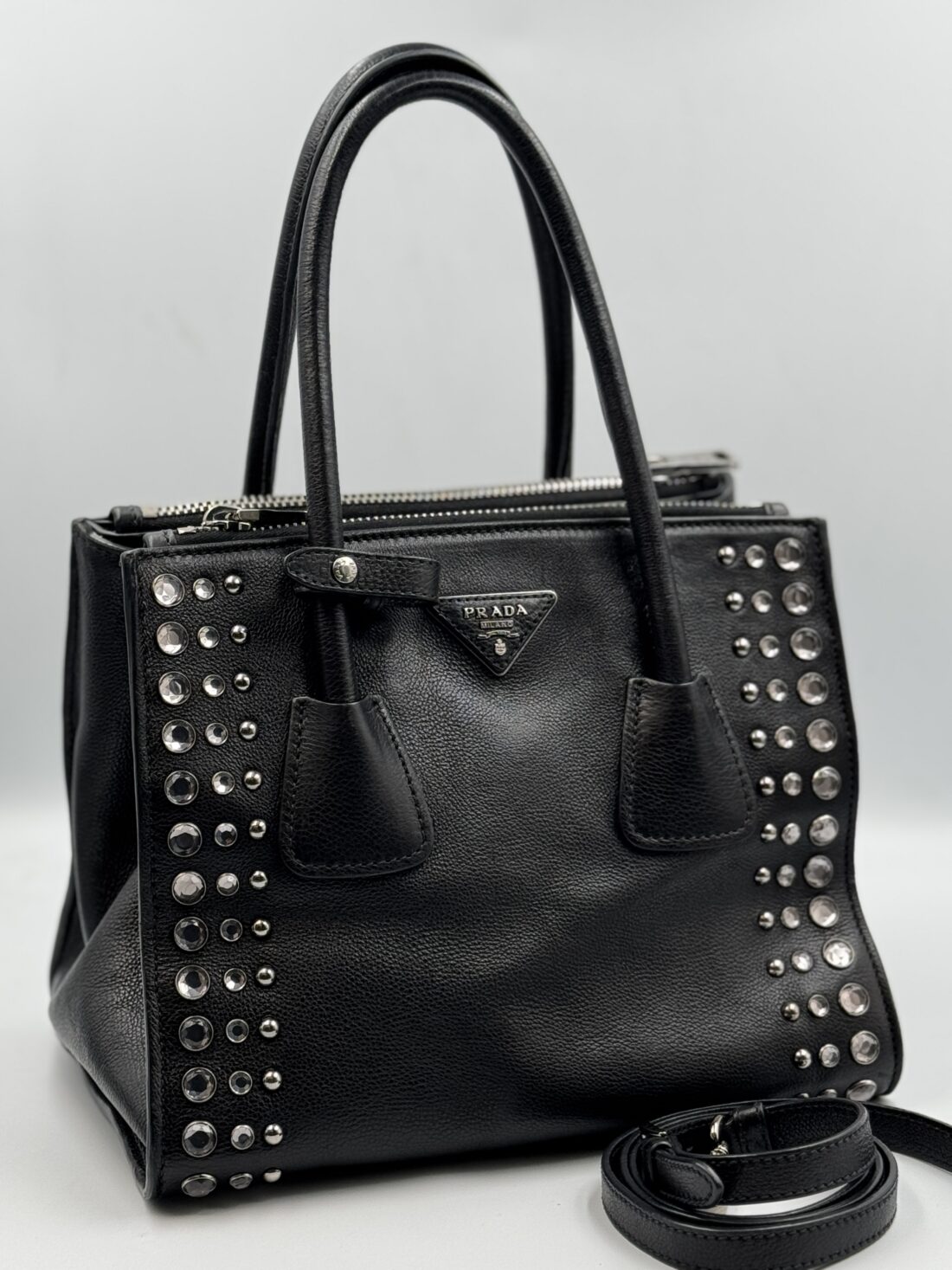 Prada - Saffiano Crystal Leather Small 2 Way Handbag