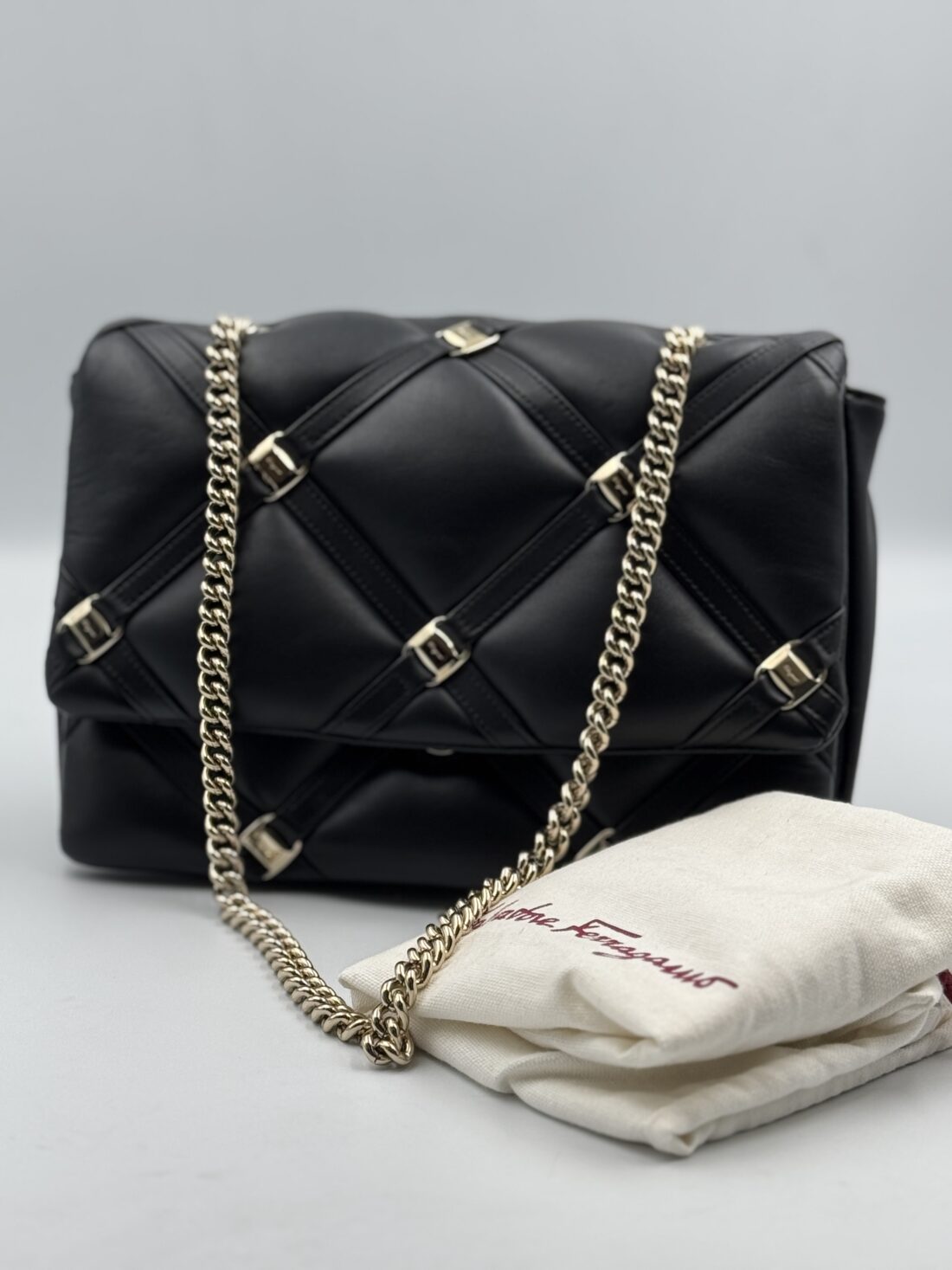 Ferragamo - Leather Chain Shoulder Bag - Image 3