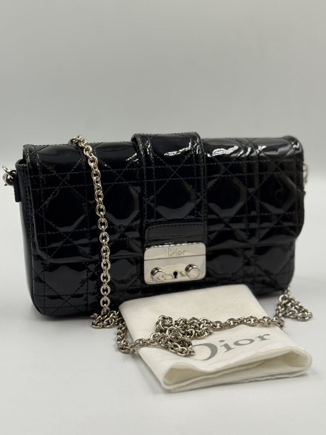 Dior - Cannage Patent Leather Chain Shoulder Bag