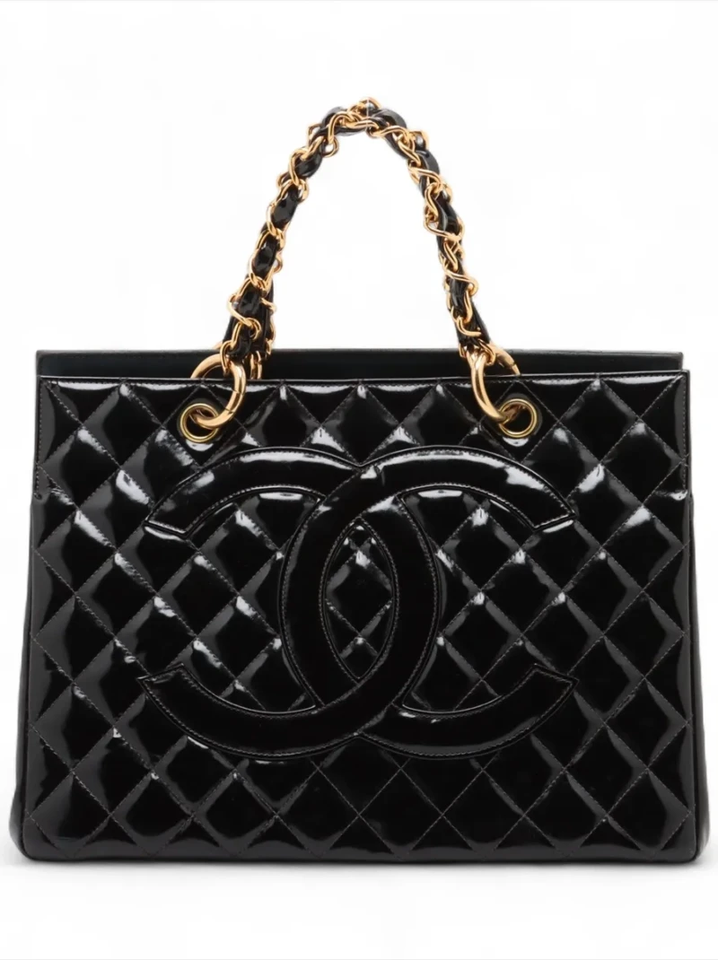 Chanel - Matelasse Patent Leather Chain Tote Bag Coco Mark
