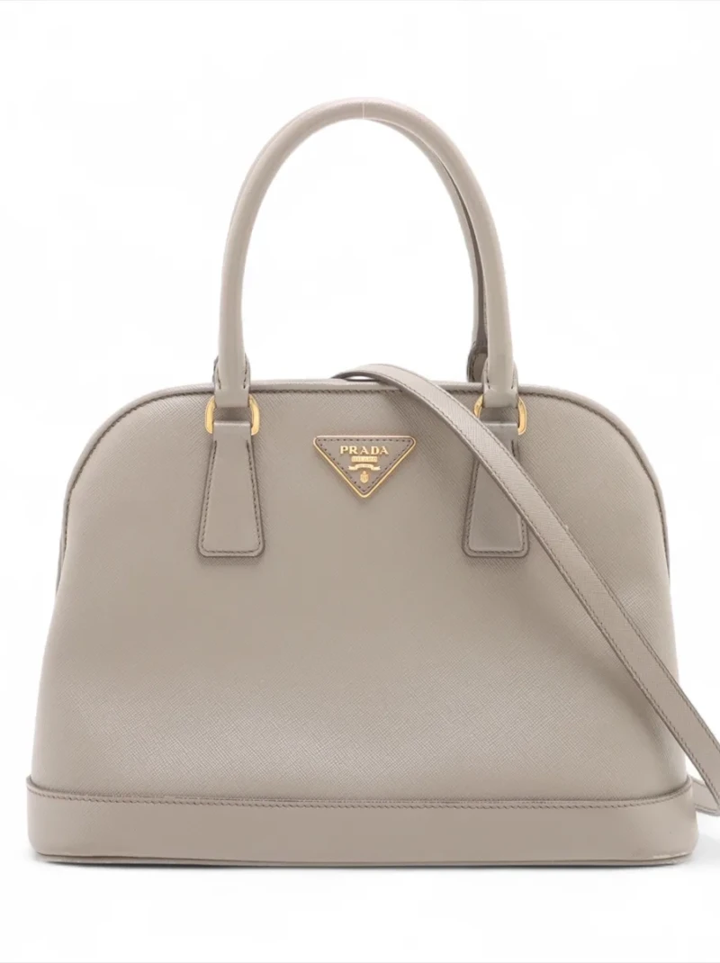 Prada - Prada Saffiano Lux Leather 2 Way Handbag Gray