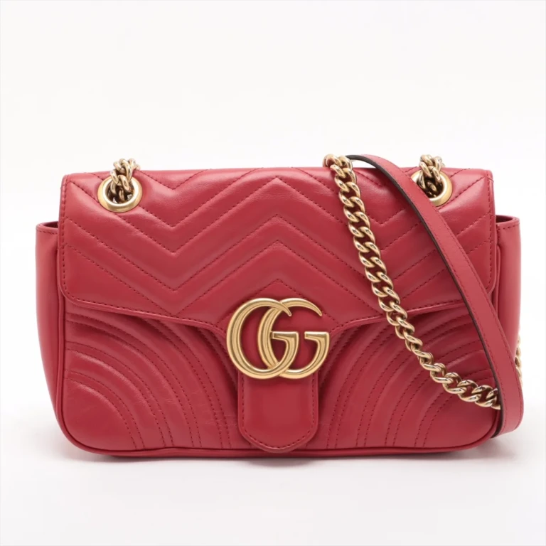 Gucci - GG Marmont Leather Chain Shoulder Bag Red