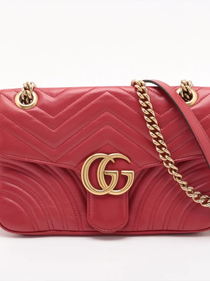 Gucci - GG Marmont Leather Chain Shoulder Bag Red